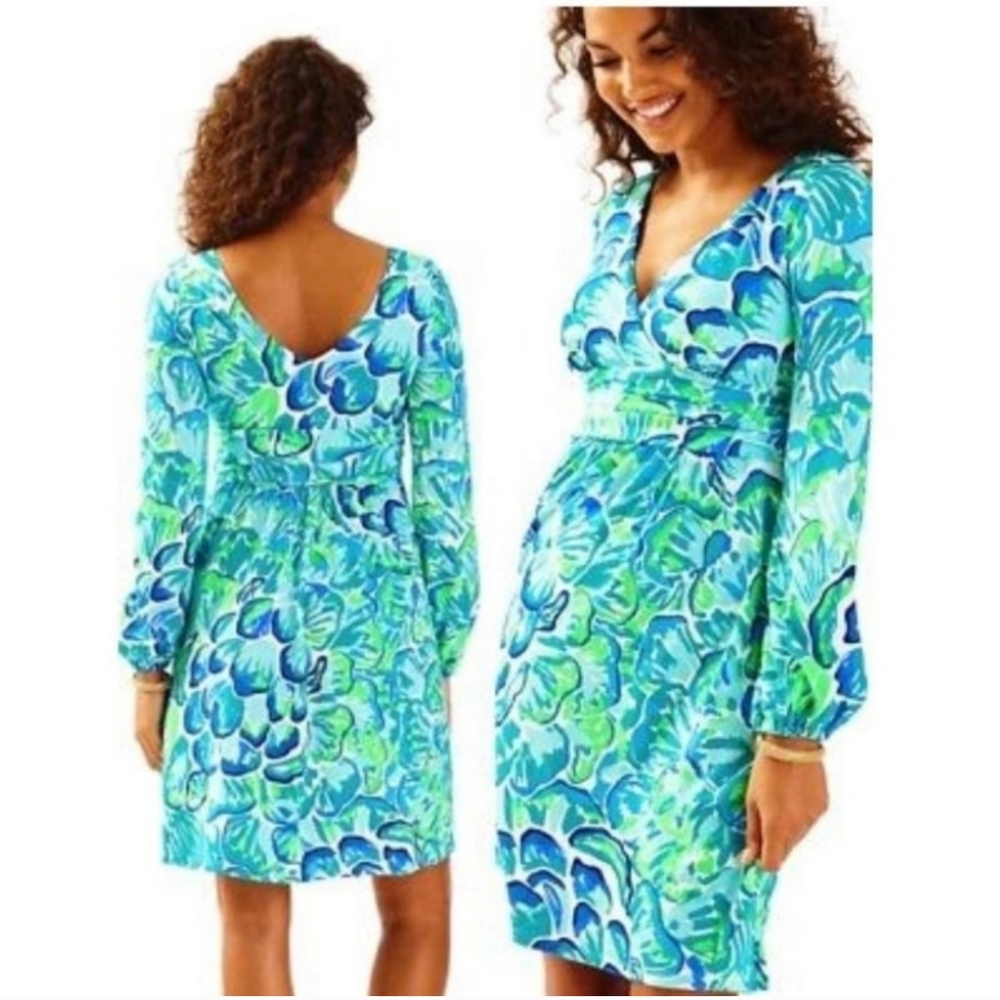 Lilly Pulitzer Fleur Dress in Agate Green Lazy River - Size M